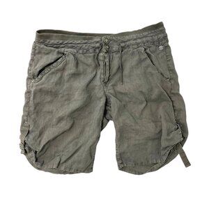 DEPT 100% Linen Lagenlook Side-Tie Bermuda Shorts Breathable Gray size Large